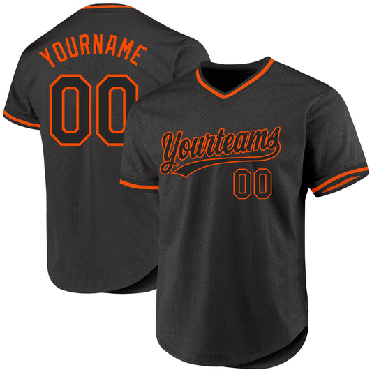Custom Black Orange Authentic Throwback Baseball Jersey - Sky-Custom