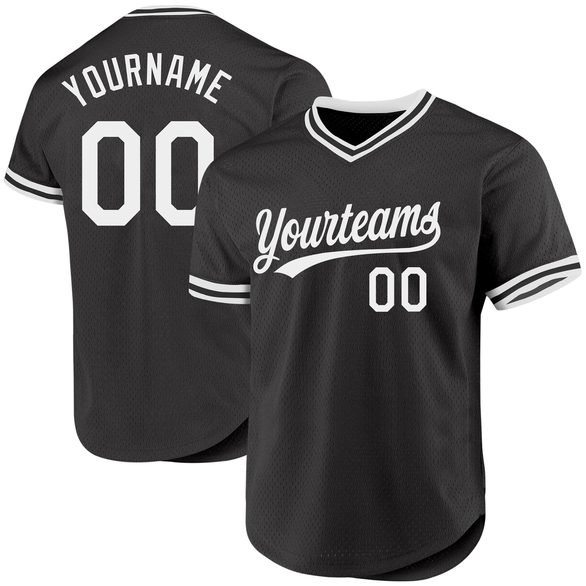 Custom Black White Authentic Throwback Baseball Jersey - Sky-Custom