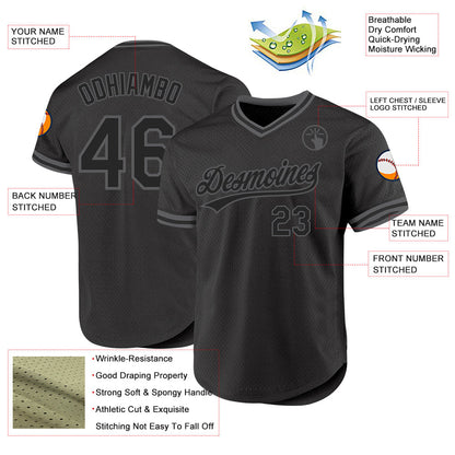 Custom Black Steel Gray Authentic Throwback Baseball Jersey - Sky-Custom