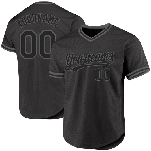 Custom Black Steel Gray Authentic Throwback Baseball Jersey - Sky-Custom