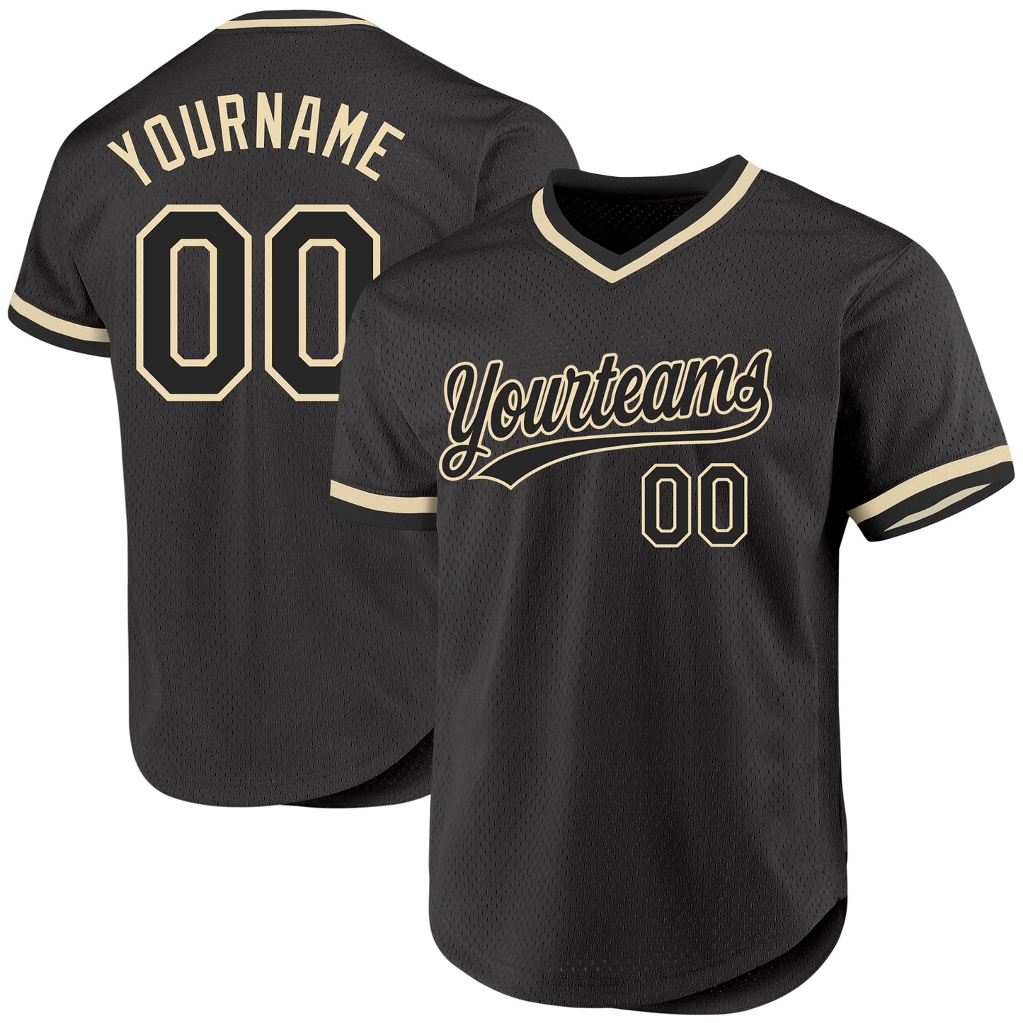 Custom Black Cream Authentic Throwback Baseball Jersey - Sky-Custom