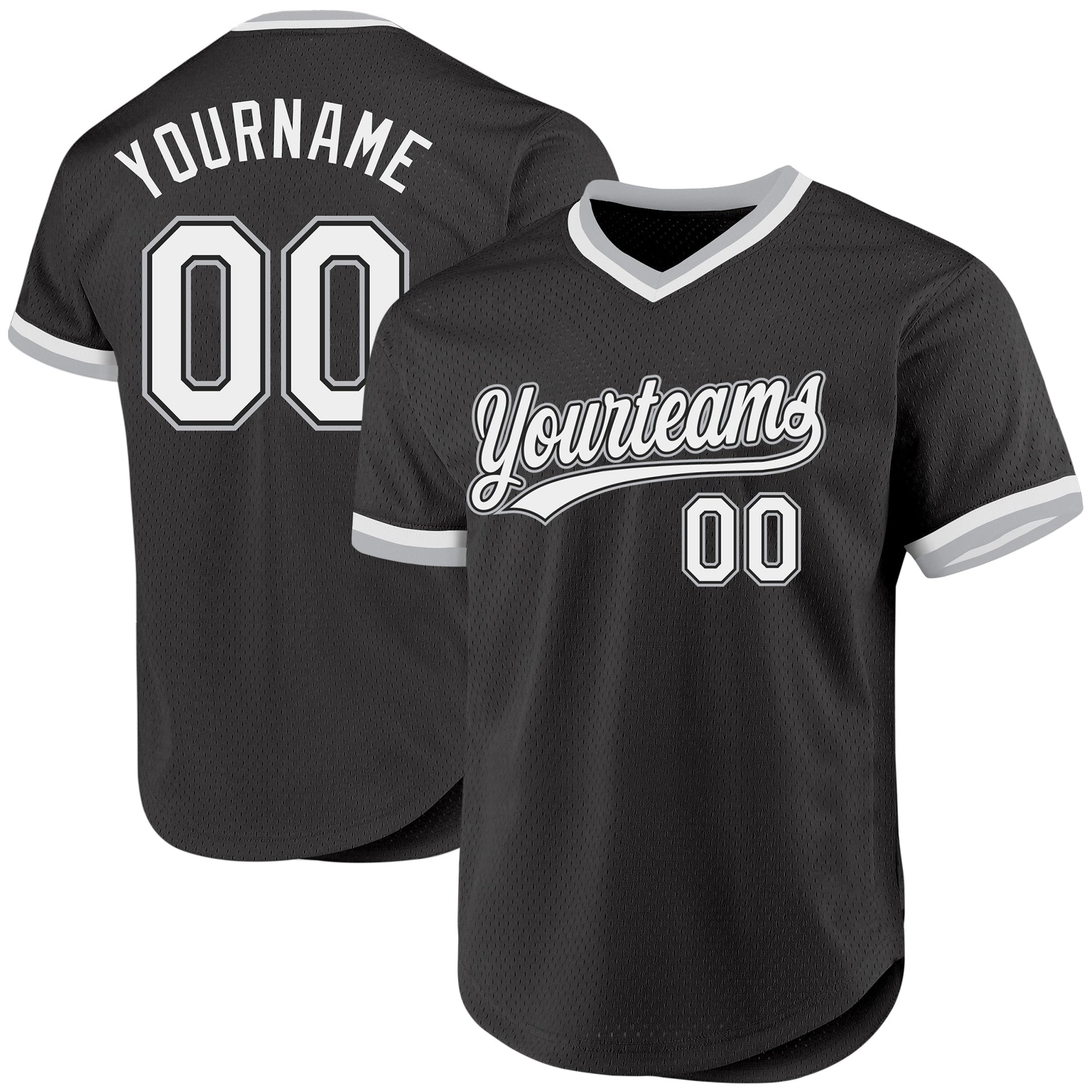 Custom Black White-Gray Authentic Throwback Baseball Jersey - Sky-Custom