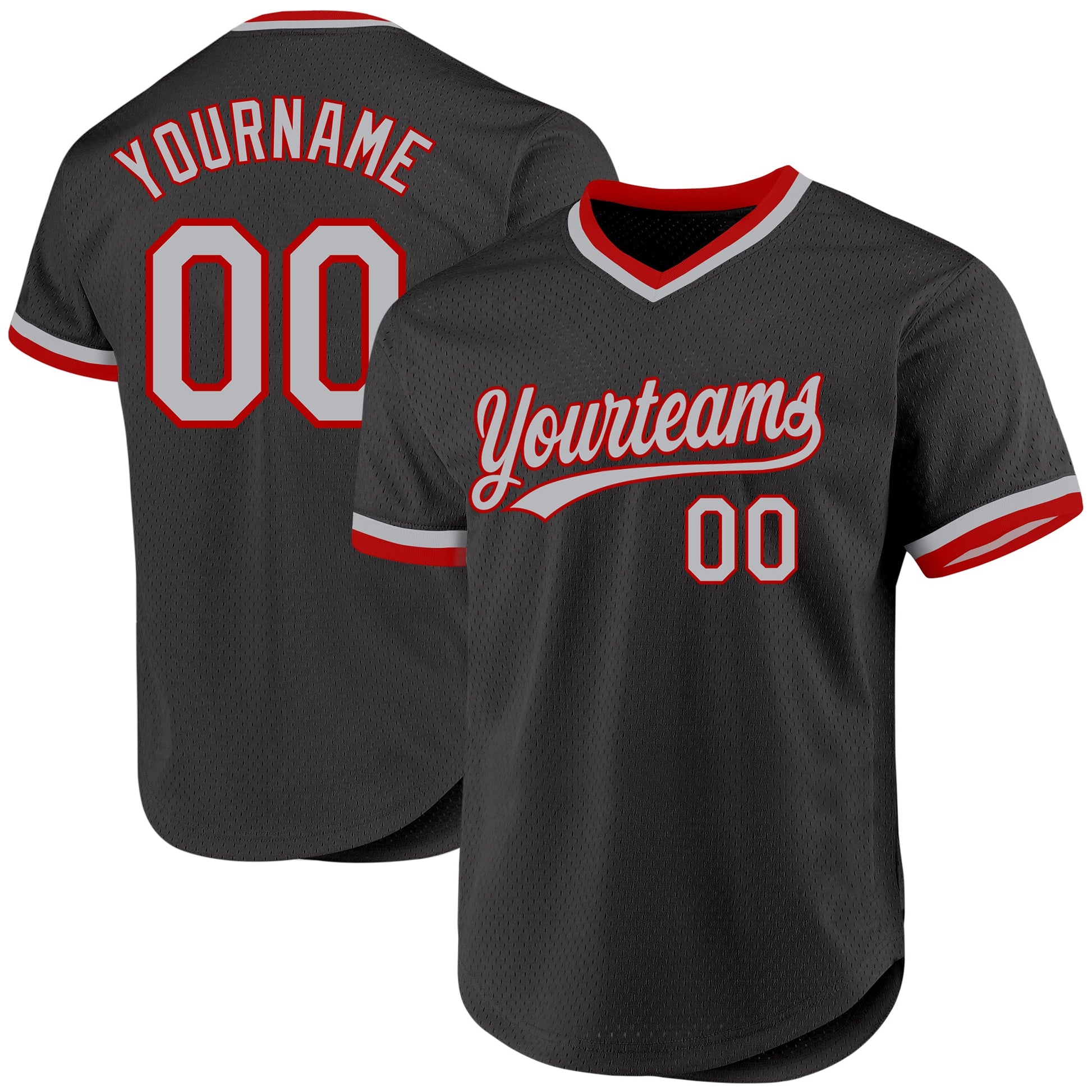 Custom Black Gray-Red Authentic Throwback Baseball Jersey - Sky-Custom
