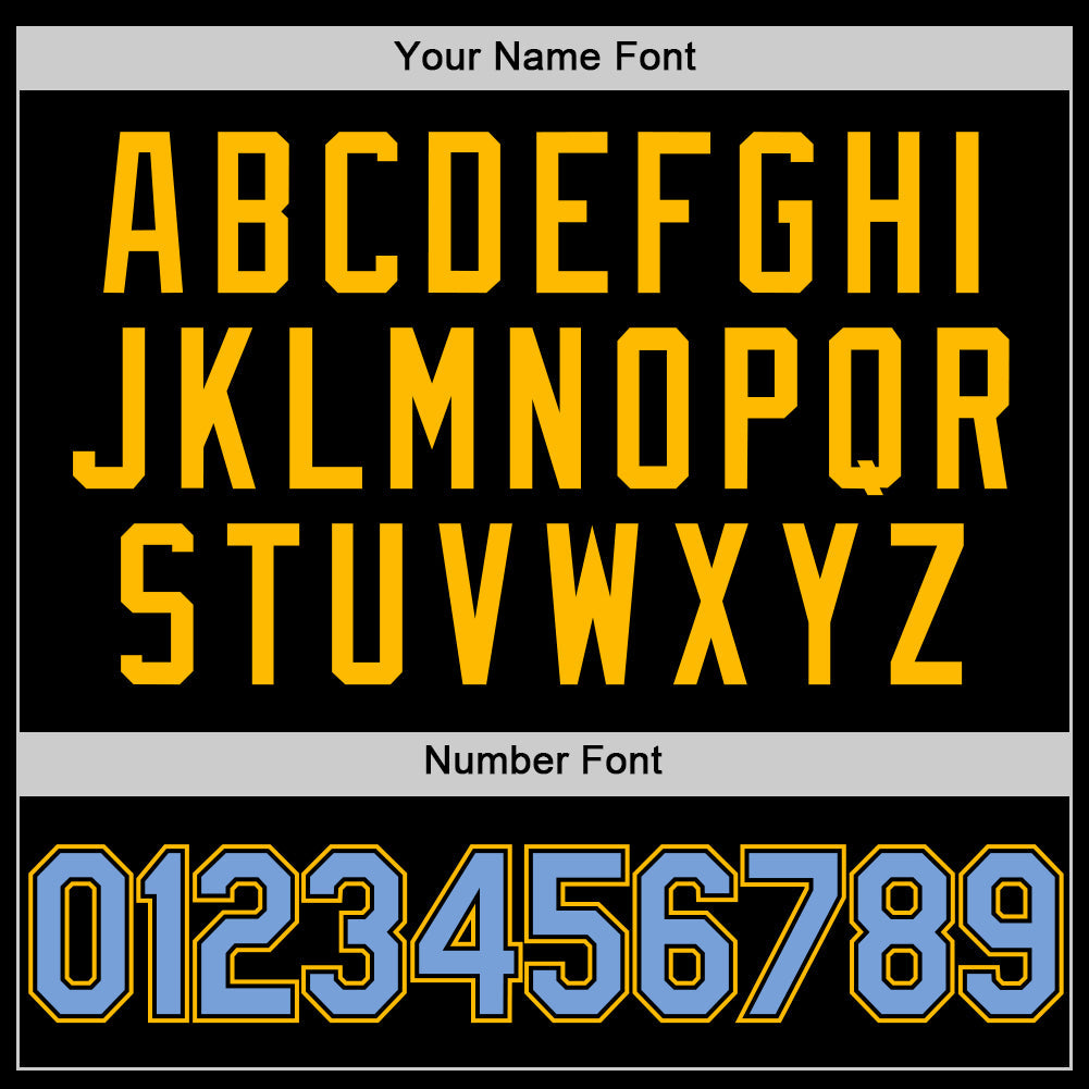 Custom Black Light Blue-Gold Authentic Throwback Baseball Jersey - Sky-Custom