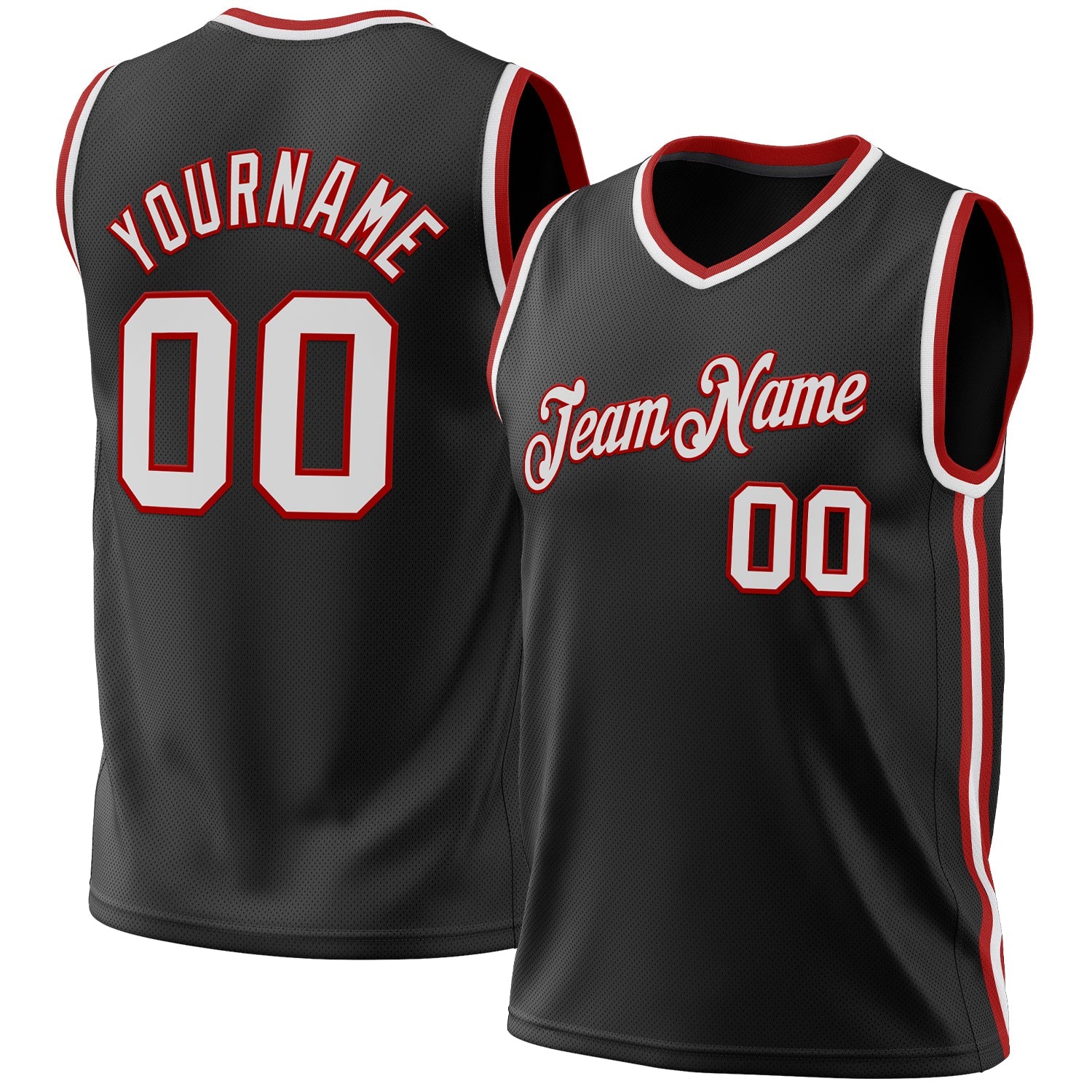 Custom Black White-Red Authentic Throwback Basketball Jersey - Sky-Custom
