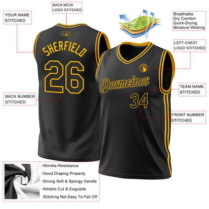 Custom Black Red Authentic Throwback Basketball Jersey - Sky-Custom