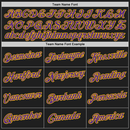 Custom Black Purple-Gold Authentic Throwback Basketball Jersey - Sky-Custom
