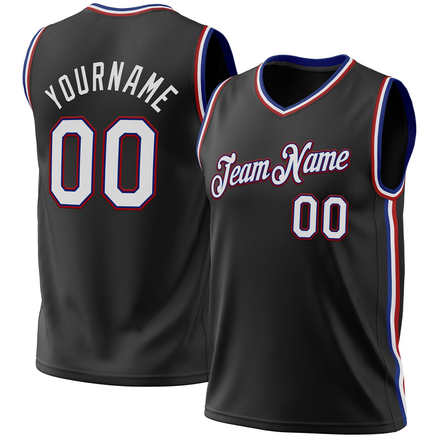 Custom Black Royal-Red Authentic Throwback Basketball Jersey - Sky-Custom