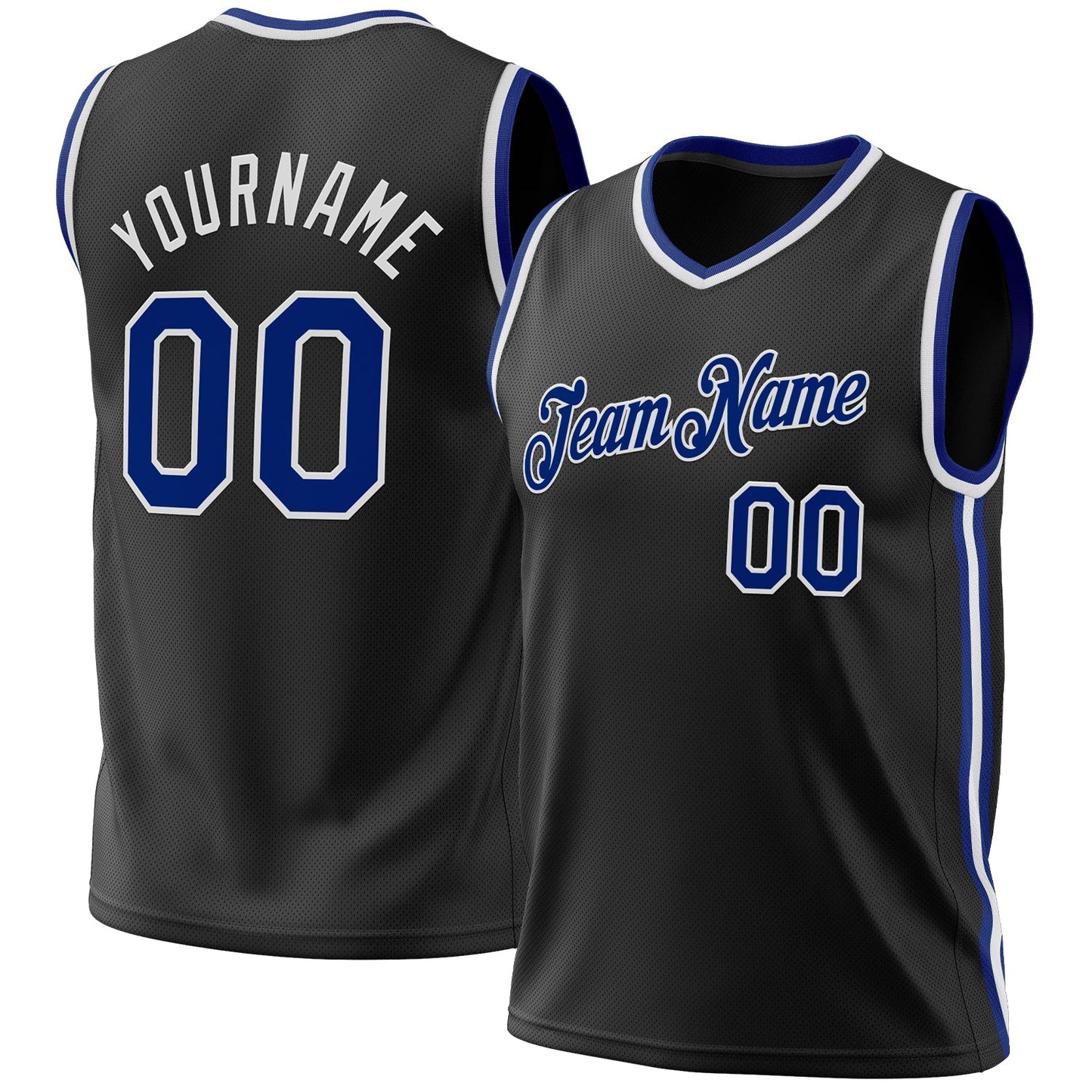 Custom Black Royal-White Authentic Throwback Basketball Jersey - Sky-Custom