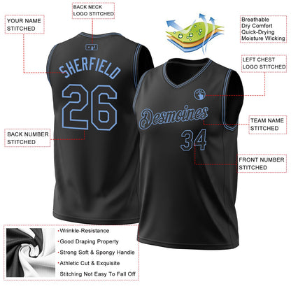 Custom Black Light Blue Authentic Throwback Basketball Jersey - Sky-Custom