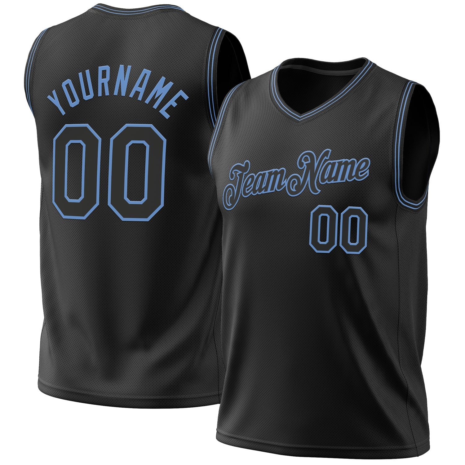 Custom Black Light Blue Authentic Throwback Basketball Jersey - Sky-Custom