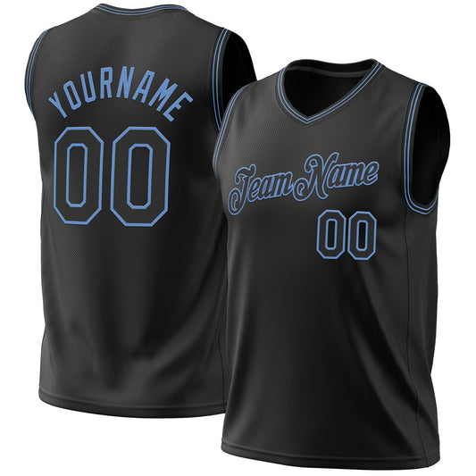 Custom Black Light Blue Authentic Throwback Basketball Jersey - Sky-Custom