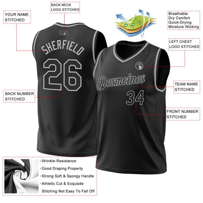 Custom Black Gray Authentic Throwback Basketball Jersey - Sky-Custom
