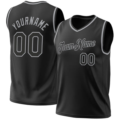 Custom Black Gray Authentic Throwback Basketball Jersey - Sky-Custom