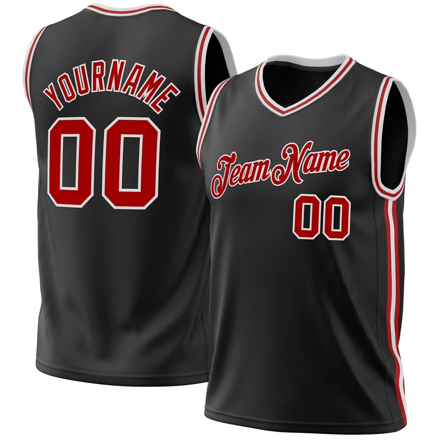 Custom Black Red-White Authentic Throwback Basketball Jersey - Sky-Custom