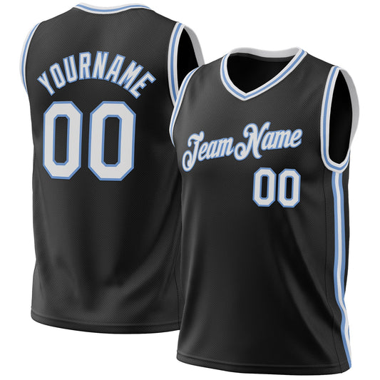 Custom Black White-Light Blue Authentic Throwback Basketball Jersey - Sky-Custom