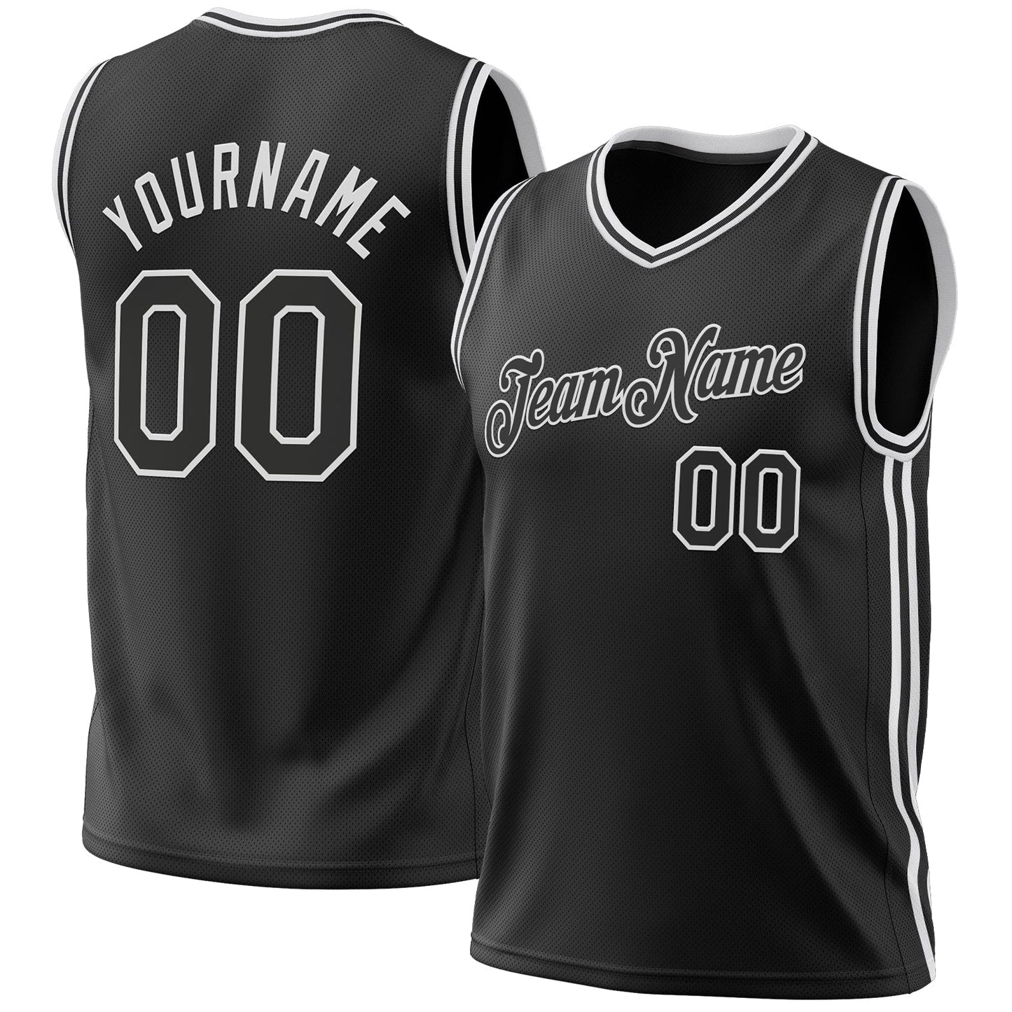 Custom Black White Authentic Throwback Basketball Jersey - Sky-Custom