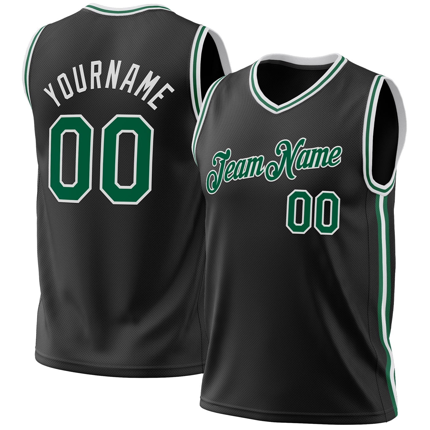 Custom Black Kelly Green-White Authentic Throwback Basketball Jersey - Sky-Custom
