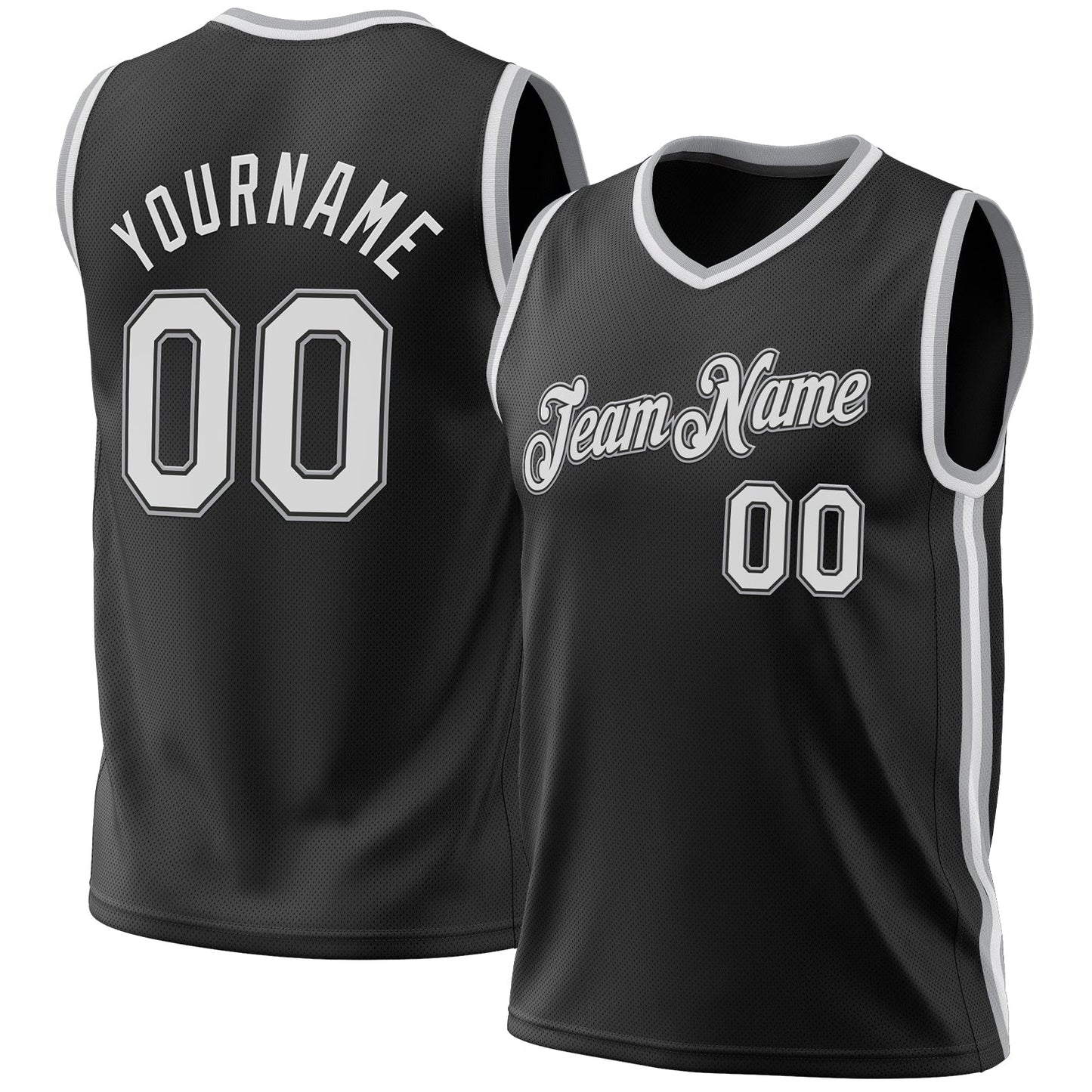 Custom Black White-Gray Authentic Throwback Basketball Jersey - Sky-Custom