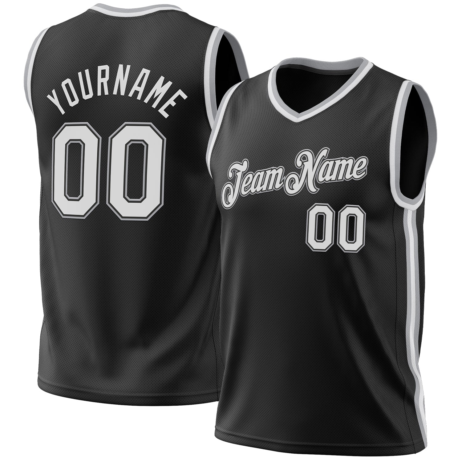 Custom Black White-Gray Authentic Throwback Basketball Jersey - Sky-Custom