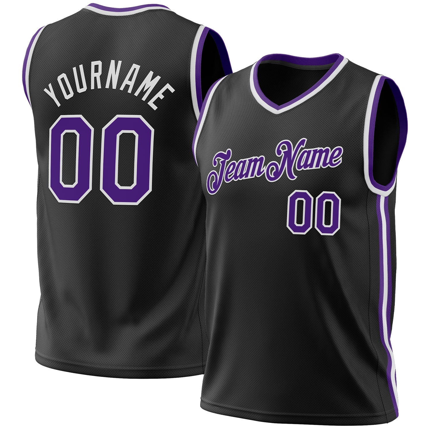 Custom Black Purple-White Authentic Throwback Basketball Jersey - Sky-Custom