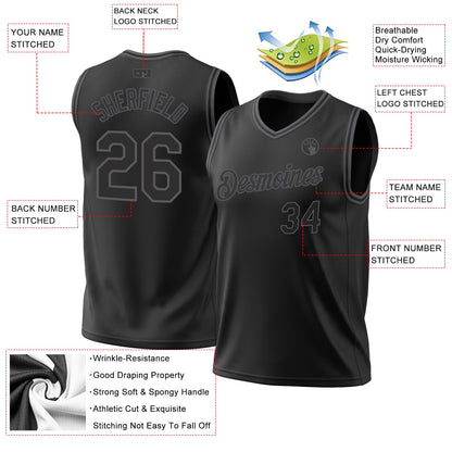 Custom Black Steel Gray Authentic Throwback Basketball Jersey - Sky-Custom