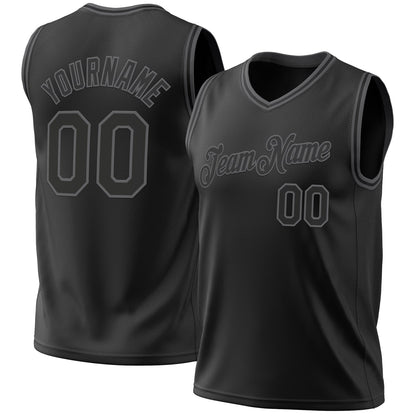 Custom Black Steel Gray Authentic Throwback Basketball Jersey - Sky-Custom
