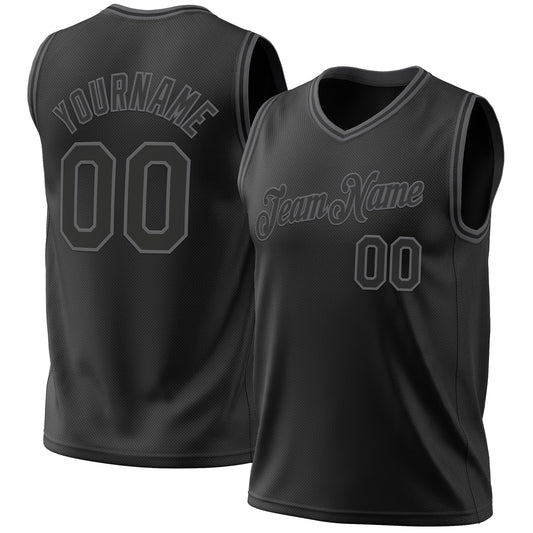 Custom Black Steel Gray Authentic Throwback Basketball Jersey - Sky-Custom