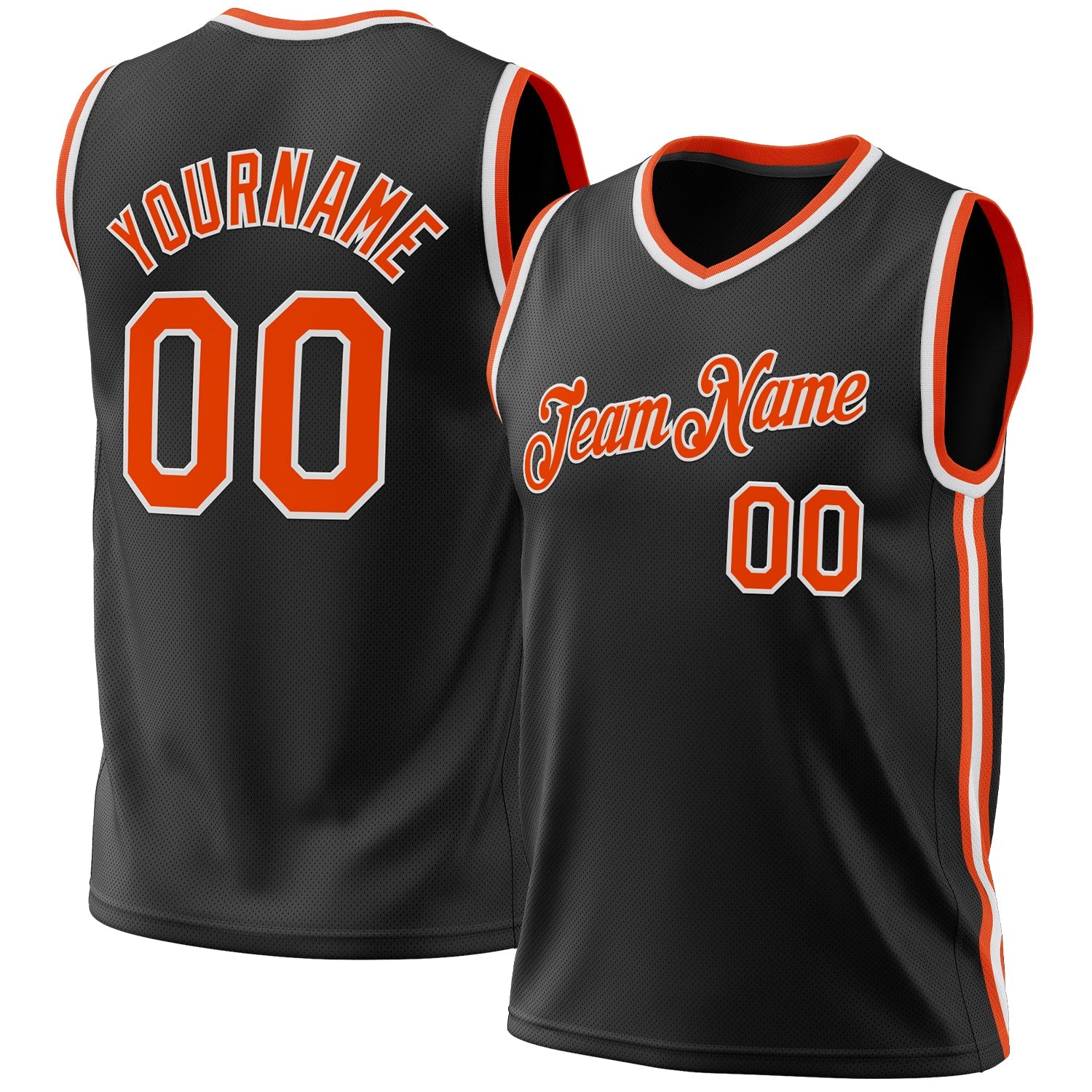 Custom Black Orange-White Authentic Throwback Basketball Jersey - Sky-Custom
