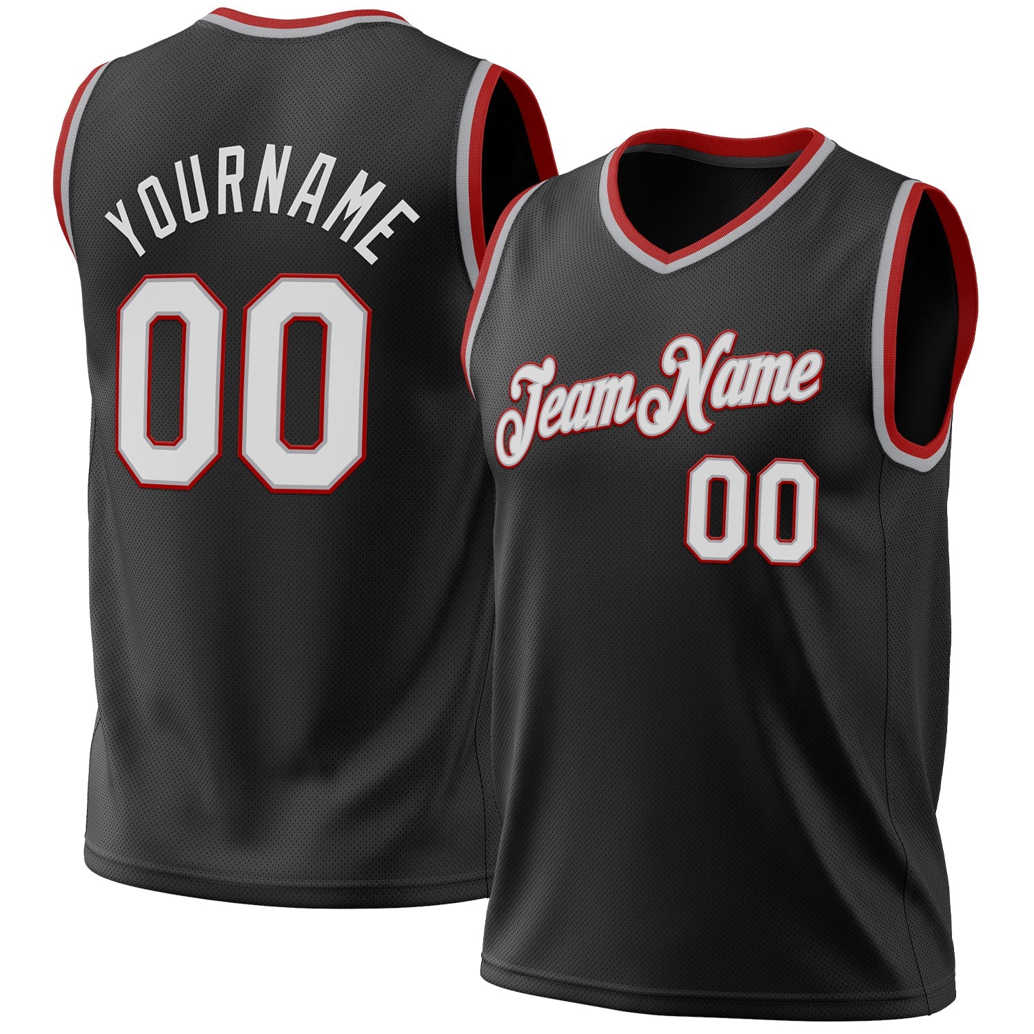 Custom Black Gray-Red Authentic Throwback Basketball Jersey - Sky-Custom