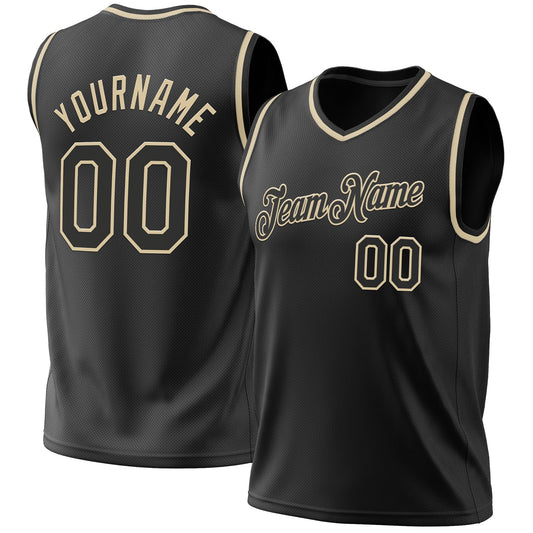 Custom Black Cream Authentic Throwback Basketball Jersey - Sky-Custom