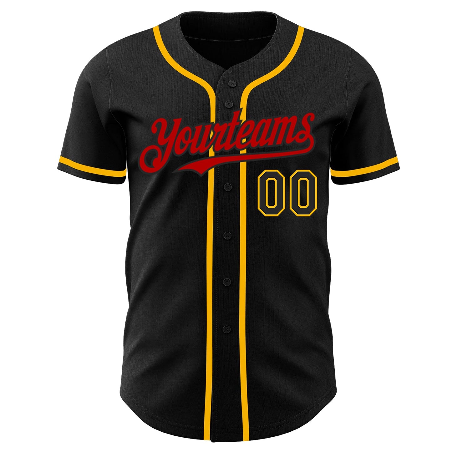 Custom Black Gold-Red Authentic Baseball Jersey - Sky-Custom