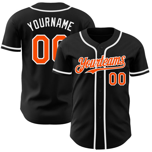 Custom Black Orange-White Authentic Baseball Jersey - Sky-Custom