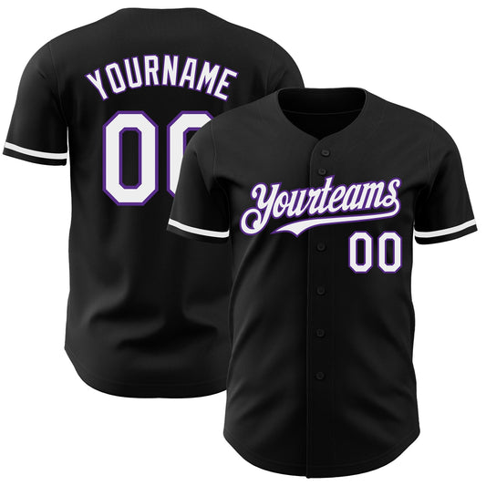 Custom Black White-Purple Authentic Baseball Jersey - Sky-Custom