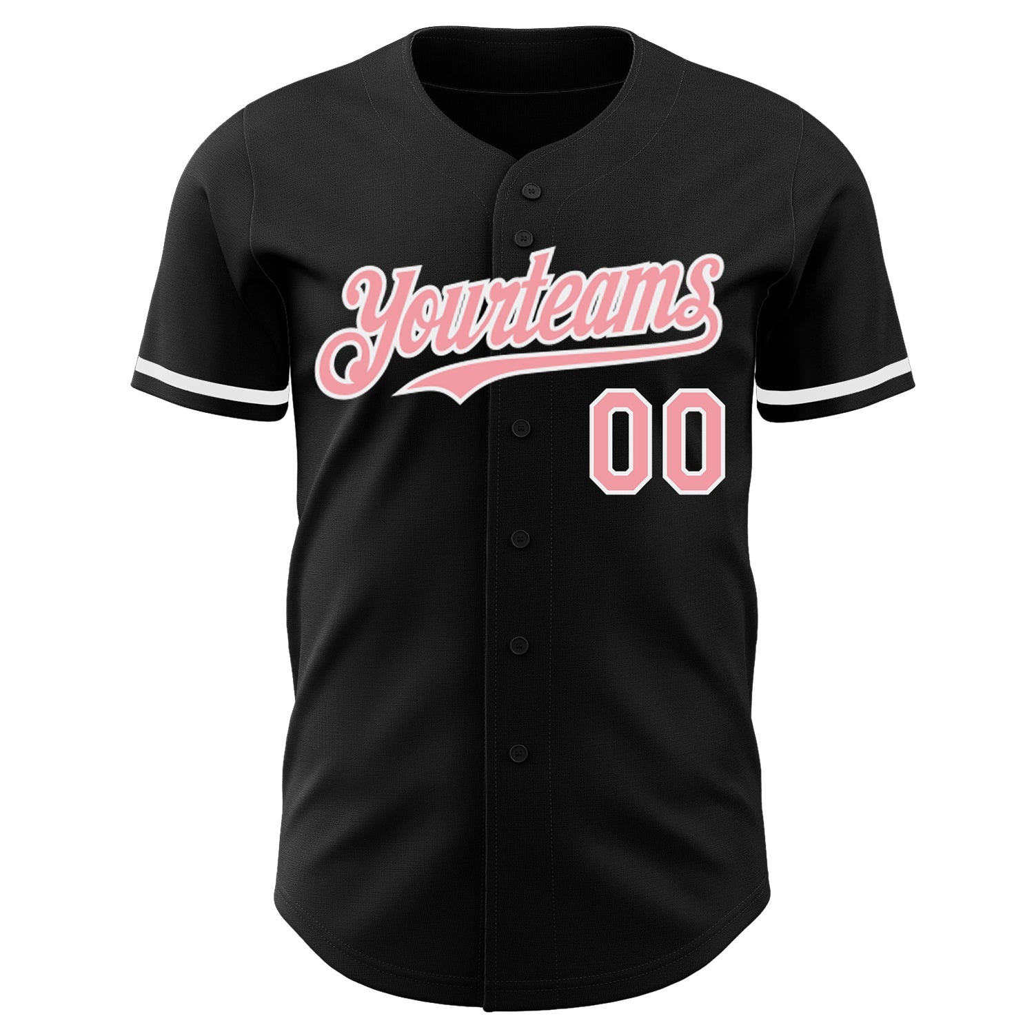 Custom Black Medium Pink-White Authentic Baseball Jersey - Sky-Custom