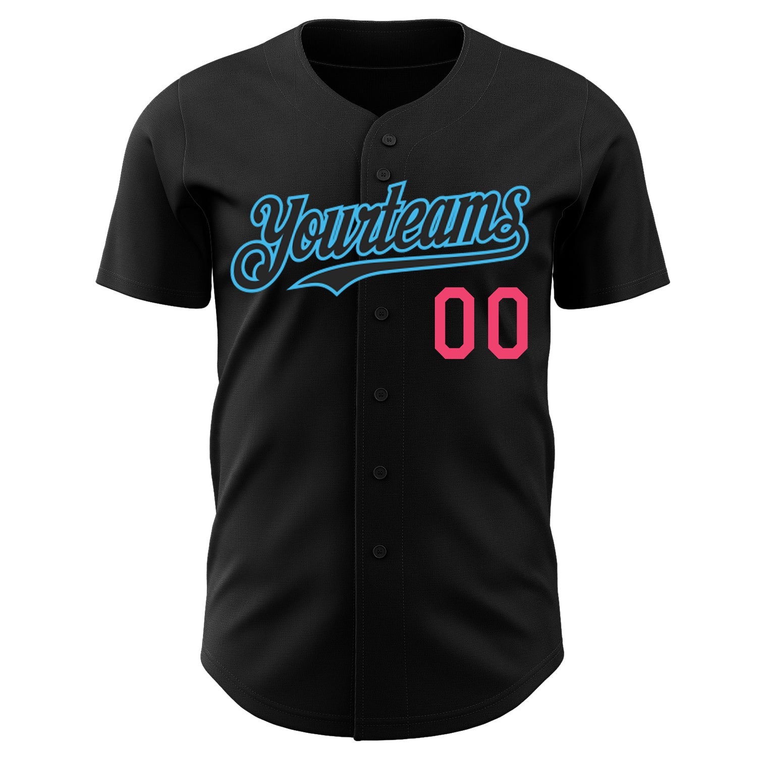 Custom Black Neon Pink-Sky Blue Authentic Baseball Jersey - Sky-Custom