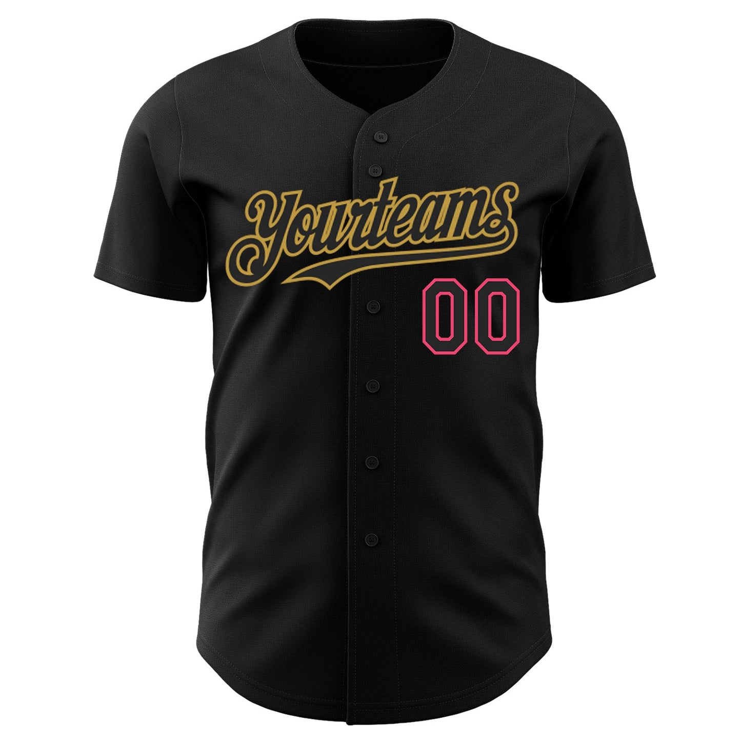 Custom Black Neon Pink-Old Gold Authentic Baseball Jersey - Sky-Custom