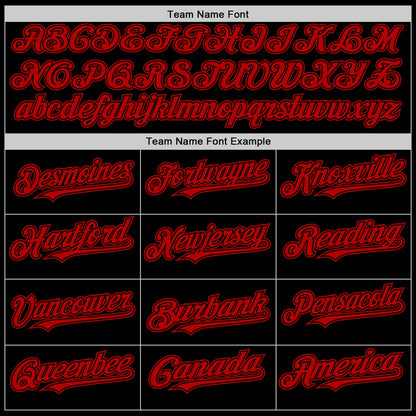 Custom Black Red Mesh Authentic Throwback Baseball Jersey - Sky-Custom
