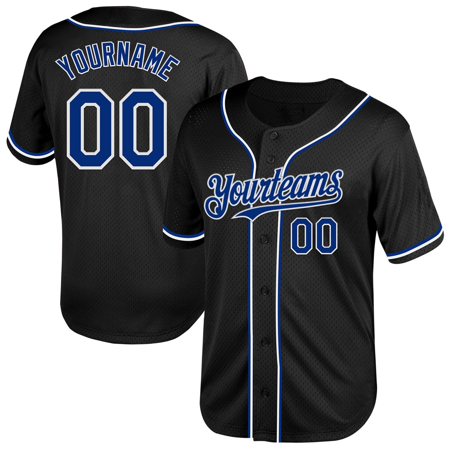 Custom Black Royal-White Mesh Authentic Throwback Baseball Jersey - Sky-Custom