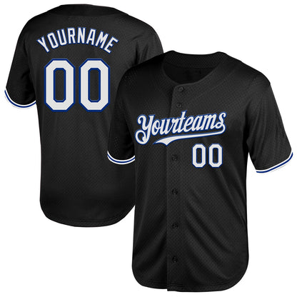 Custom Black White-Royal Mesh Authentic Throwback Baseball Jersey - Sky-Custom