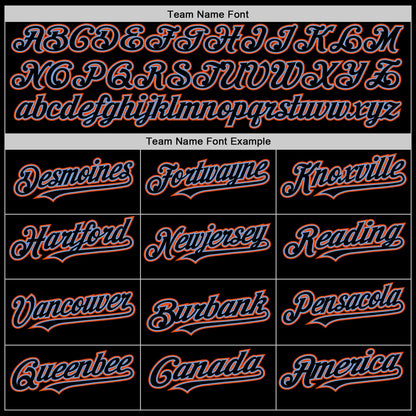 Custom Black Powder Blue-Orange Mesh Authentic Throwback Baseball Jersey - Sky-Custom