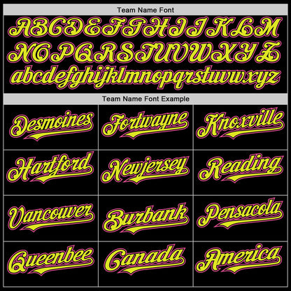 Custom Black Pink-Neon Yellow Mesh Authentic Throwback Baseball Jersey - Sky-Custom