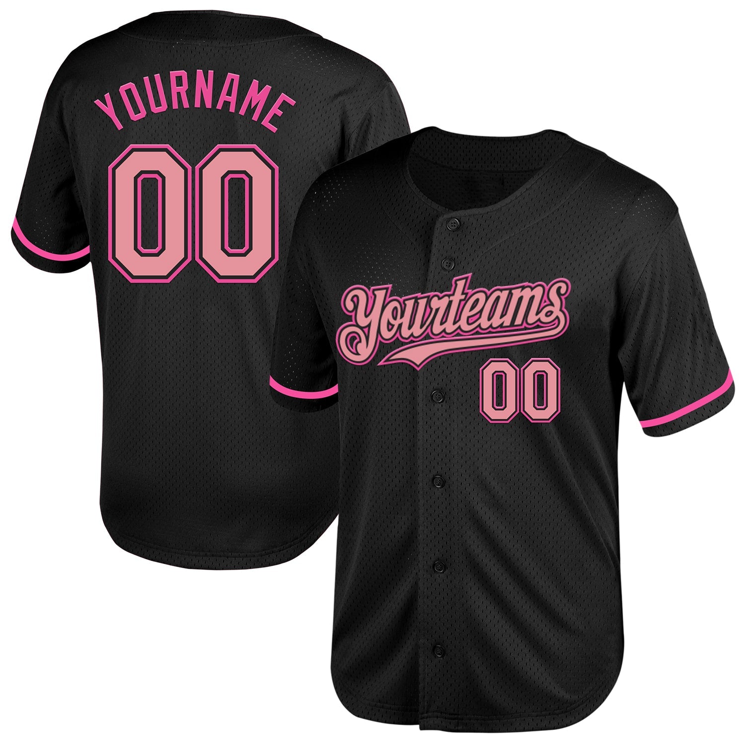 Custom Black Medium Pink-Pink Mesh Authentic Throwback Baseball Jersey - Sky-Custom