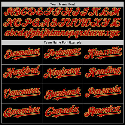 Custom Black Red-Old Gold Mesh Authentic Throwback Baseball Jersey - Sky-Custom