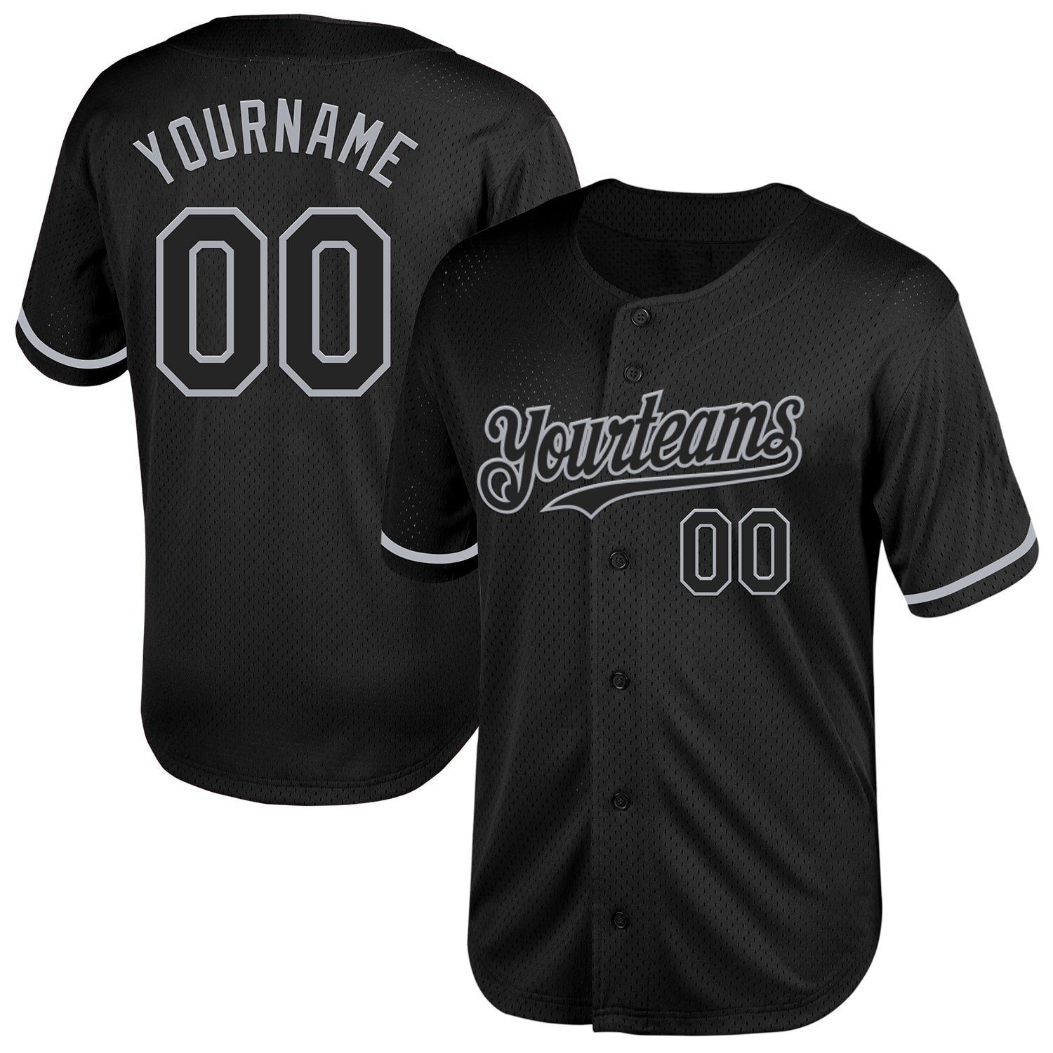 Custom Black Gray Mesh Authentic Throwback Baseball Jersey - Sky-Custom