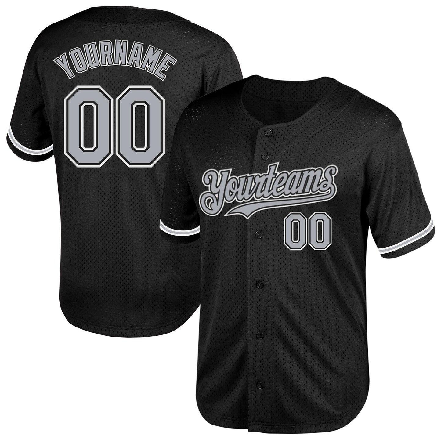 Custom Black Gray-White Mesh Authentic Throwback Baseball Jersey - Sky-Custom