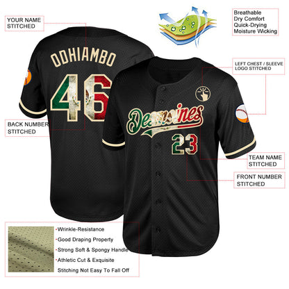 Custom Black Vintage Mexican Flag-Cream Mesh Authentic Throwback Baseball Jersey - Sky-Custom