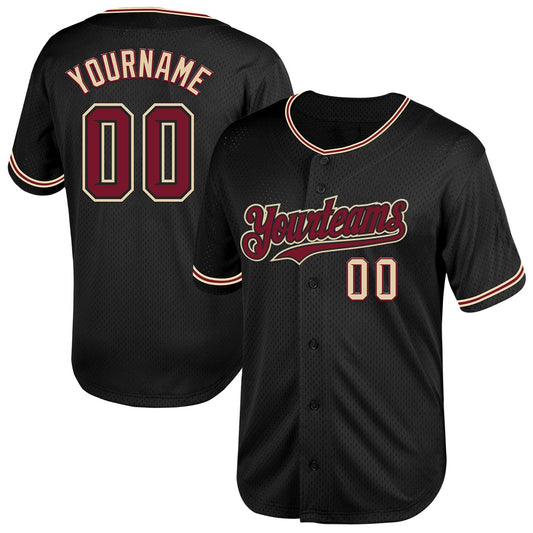 Custom Black Crimson-City Cream Mesh Authentic Throwback Baseball Jersey - Sky-Custom