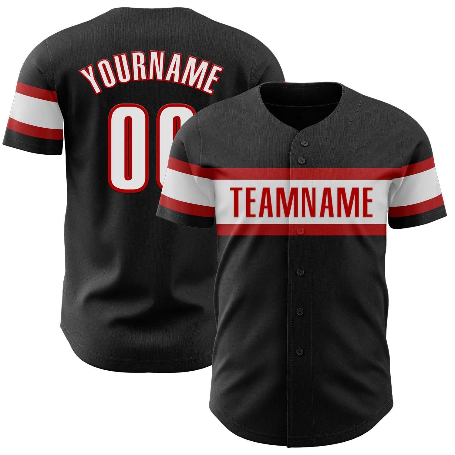 Custom Black White-Red Authentic Baseball Jersey - Sky-Custom