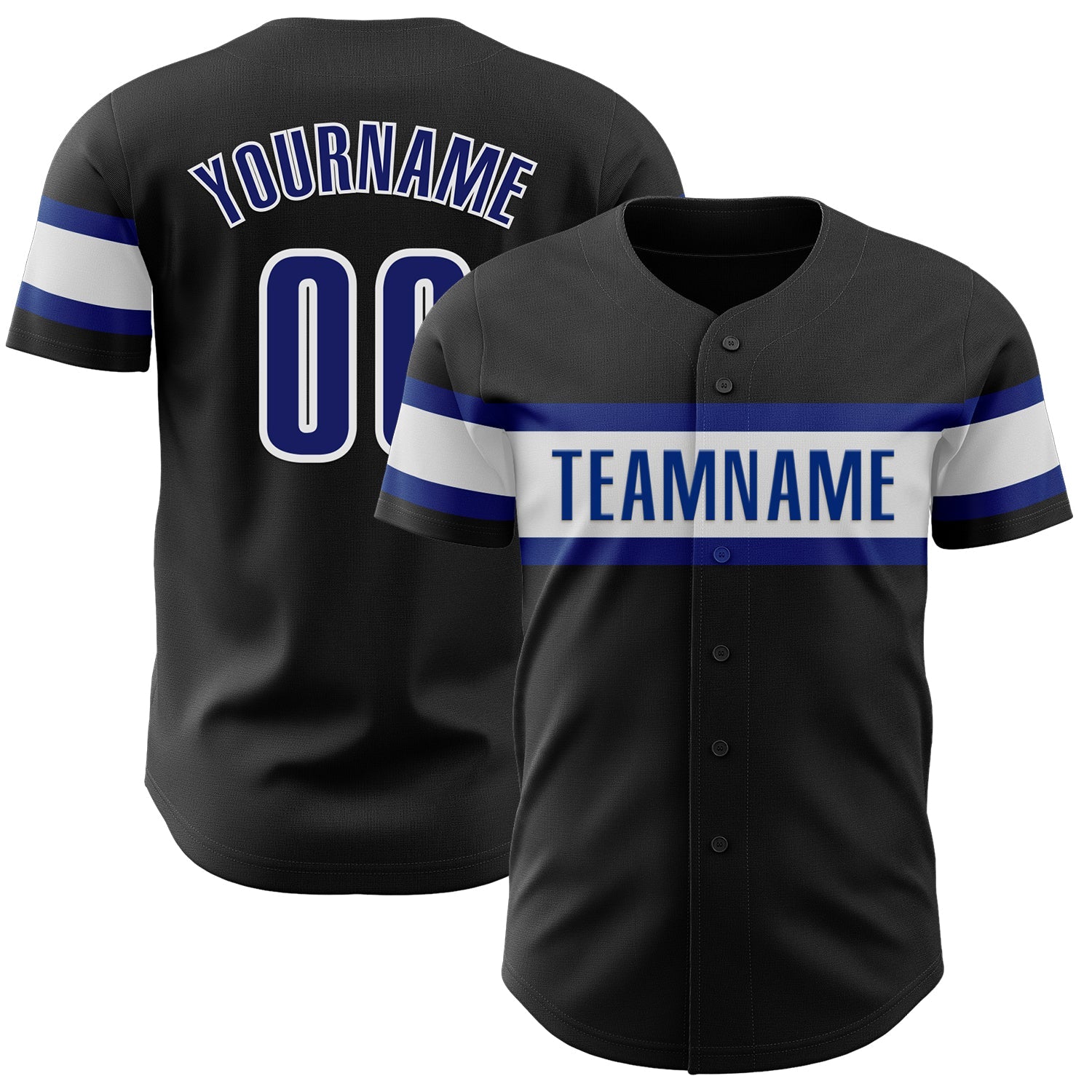 Custom Black Royal-White Authentic Baseball Jersey - Sky-Custom
